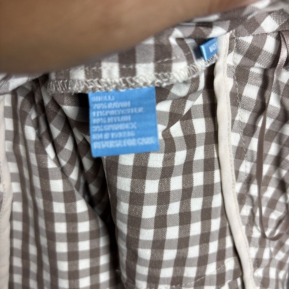 J. McLaughlin Straight Pants Womens Size 6 Brown Gingham side Zip Preppy - Picture 10 of 11